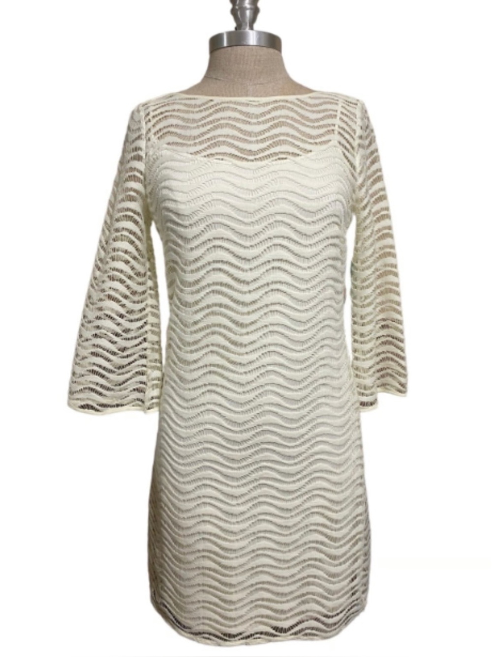 Lilly Pulitzer Ivory 3/4 Sleeve Boatneck Mini Dress